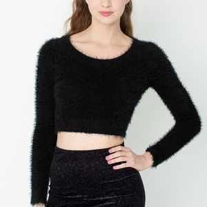 Cropped Fuzzy Sweater // American Apparel